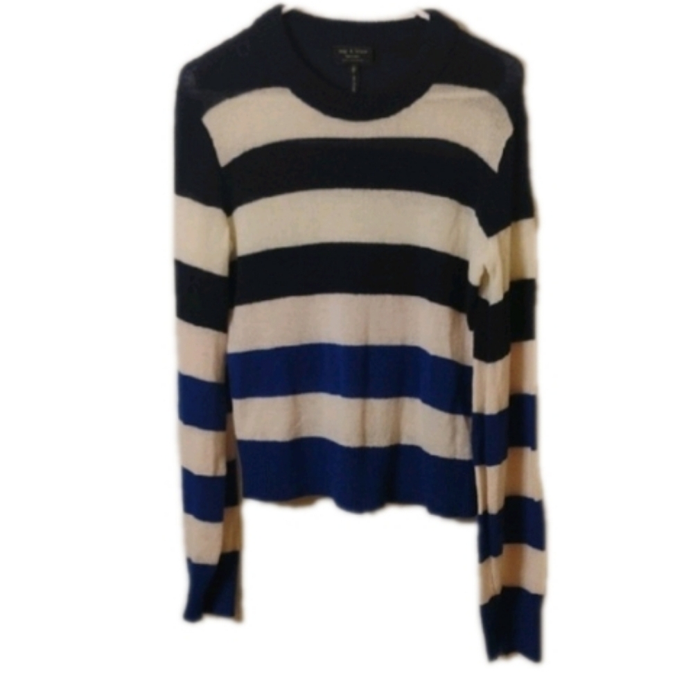 Rag & Bone Navy and Cream Cashmere Sweater Women's Size Small